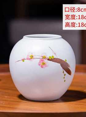 景德镇陶瓷花瓶摆件客厅插花中式感种花盆大复古陶罐装饰落地