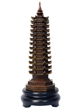 13层文昌塔黄铜材质家居客厅书房桌面摆件铜工艺品中式厂家直销