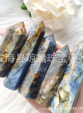 热销天然批发蓝晶石生活棱柱适于六装饰居家摆件办公摆设