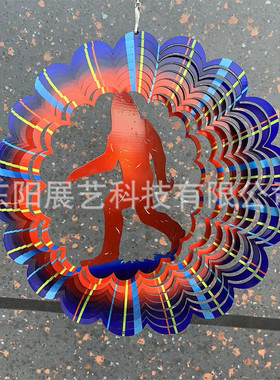 热销公鸡新款3d旋转风转跨境大脚猿猴装饰风转户外庭院花园装饰品