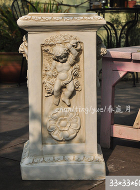 雕塑复古花盆罗马柱摆件底座花架欧式仿古庭院柱子法式仿石膏花园