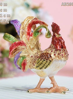 金属珐琅彩新中式工艺品纯手工生肖公鸡招财摆件创意家居乔迁礼品