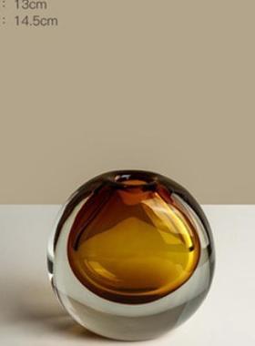 简约现代玻璃花瓶轻奢样板房软装饰客厅摆件桌面插花琉璃创意花器