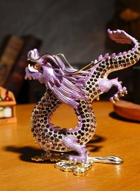 生肖摆件工艺满钻龙珐琅踩云龙装饰高档商务礼品金属工艺摆件批发