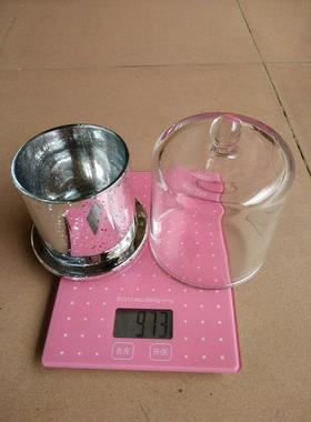 中号碎银蜡烛底座玻璃罩/烛台宽底玻璃香薰蜡烛透明玻璃罩工艺品