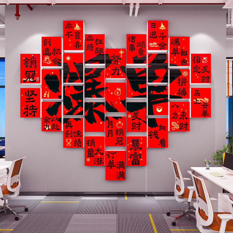 公司企业文化墙贴办公室励志标语职场销售氛围墙面装饰开门红电商,淘宝优惠券,粉丝福利购,淘宝优惠卷