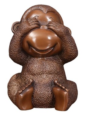 紫铜四不猴摆件铜猴子十二生肖工艺品猴年装饰品