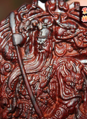 热销厂家义薄云天牌子关公车挂关二爷平安牌挂件双面雕印度小叶紫