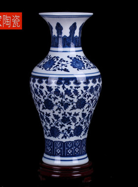 厂家批发景德镇装饰品仿古青花瓷中式家居客厅陶瓷花瓶摆件