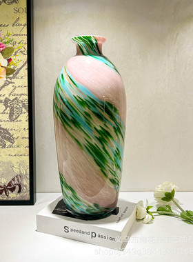 新中式中古手工琉璃花瓶插花艺术摆件样板间客厅博古架器桌面装饰