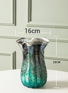 新中式花瓶白菜裙口古风装饰摆件客厅样板间家居山水画工艺品花器