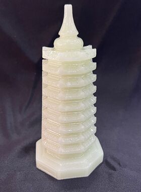 夜光乳白色九层宝塔客厅摆件卧室床头柜正宗解压纪念摆件装饰品