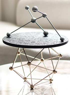 热销轻奢金属客厅摆件水果盘餐桌茶几样板房抽象分子结构收纳盘装