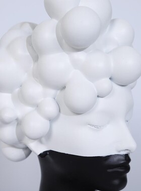 简约现代创意人物雕塑摆件家居样板房软装饰品头泡面客厅黑白人物