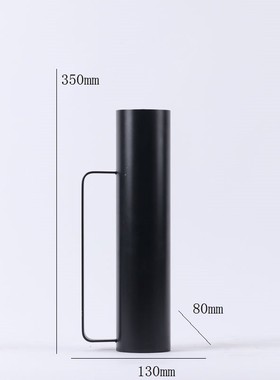 现代轻奢黑色金属干花花瓶摆件家居装饰品样板间餐桌茶几玄关花器