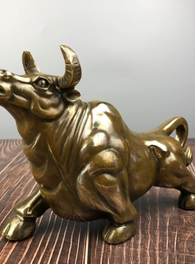 批发仿古黄铜头牛抬动物家居客厅摆件黄铜生肖牛摆设工艺礼品