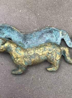 古董古玩仿古铜加厚虎符虎符令符影视道具鎏金兵符对令牌老物件