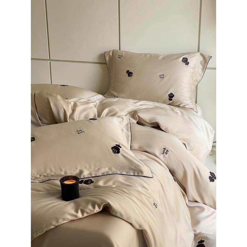 夏季凉感兰精天丝四件套小清新少女刺绣丝滑冰丝裸睡床单被套床上,淘宝优惠券,粉丝福利购,淘宝优惠卷