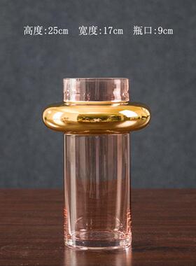 透明高档捷克水晶气泡花瓶摆件客厅插花创意玻璃网红轻奢餐桌花瓶