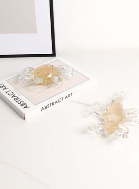 热销现代轻奢家居抽象创意玻璃摆件样板房餐厅酒柜桌面海洋生物装