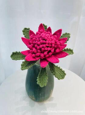 手工编织成品毛线花朵海神花创意diy手捧花家居摆件手钩花仿真批