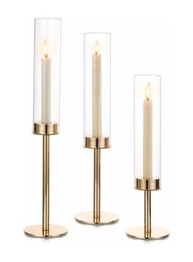 玻璃烛台金属烛台婚礼餐桌酒店布置电镀烛台橱窗摆件