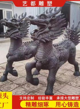 大型铸铜动物公司貔貅纯铜铜狮子麒麟门口摆件雕塑厂家