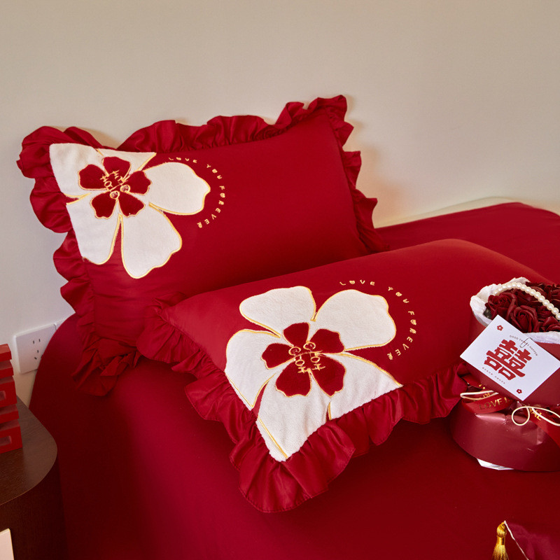 热销新中式结婚四件套2024新款婚房床单喜被婚嫁床上用品新婚嫁大 - 图0