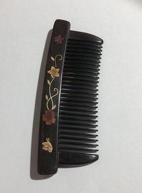 紫光黑檀插齿梳厚手柄木梳子檀木乌木