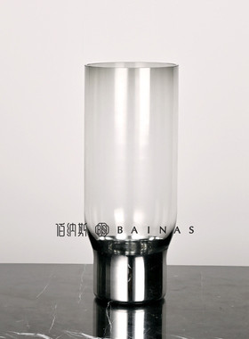 轻奢现代创意直筒玻璃花瓶透明插花水培样板间电镀酒店售楼处软装