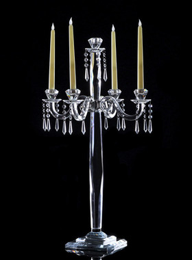 热销热销多头水晶烛台现代简约菱形柱烛台婚礼摆件餐桌创意烛台摆