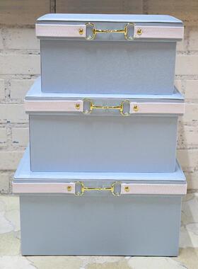 橙色样板房家居收纳盒储物箱子大号皮质装饰摆件衣柜衣帽间整理箱