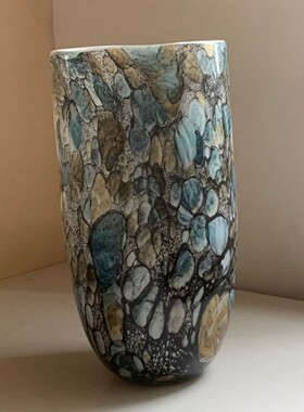 欧式轻奢琉璃雨花石花瓶装饰插花花器手工客厅居家玄关茶几电视柜