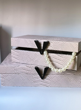 热销家居样板间皮革收纳盒卧室梳妆台珠宝木质首饰盒新中式软装品