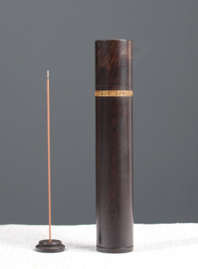 50克100实木线香筒黑檀木香管酸枝木香筒克长香桶紫光檀带香插