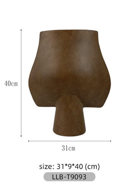 摆件侘寂风花瓶感陶瓷复古花器玄关艺术客厅莫兰迪陶罐