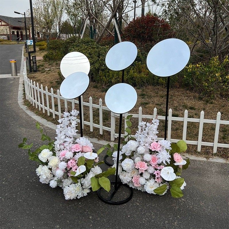 婚庆铁艺镜面场景路引圆形伸缩架子中式拍照布置摆件道具婚礼用品,淘宝优惠券,粉丝福利购,淘宝优惠卷