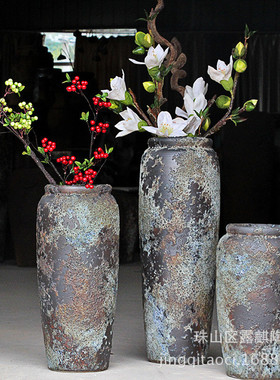 复古景德镇客厅落地花瓶干花颜色釉窑变陶瓷器酒店别墅摆件大花瓶