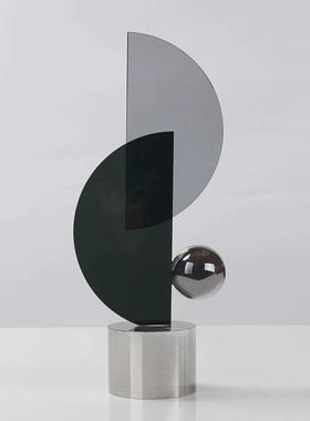 轻奢摆件水晶玻璃几何样板间设计师摆设展示玻璃酒柜高档软装饰品