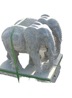 石雕青石大象一对酒店别墅大理石雕刻大象摆件庭院门口小象雕塑