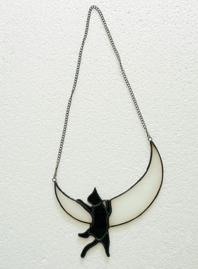 爆品复活节挂件母亲节猫咪挂饰彩色玻璃窗挂月亮个性礼品