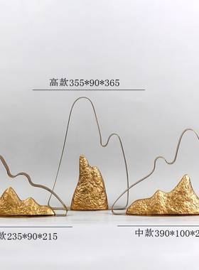 摆设树脂山景禅意创意酒店大堂家具厂软装饰品新中式样板房间摆件