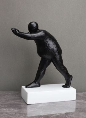 新中式树脂拍手书房摆件样板房电视柜玄关人客厅桌面家居软装饰品