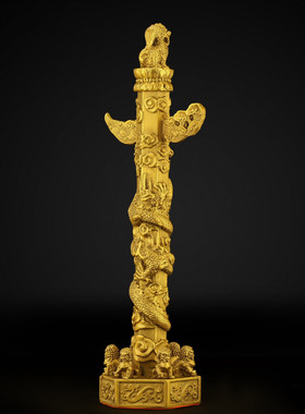 热销铜华表摆件家居华表柱中华龙图腾柱客厅纯铜办公室装饰工艺品