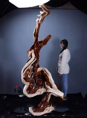 热销崖柏木料陈化红油大型根雕居家办公木雕虎皮实木景观带留疤摆