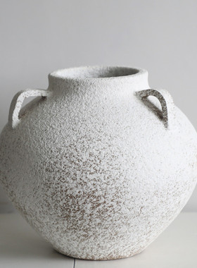 侘寂风粗陶手工禅意花瓶插干花中古花瓶花器陶罐陶瓷日式装饰摆件