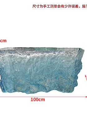 透明树脂茶几蓝色设计师款圆桌酒店别墅家居客厅海洋艺术茶几桌子