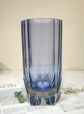 高级感厚重丁香紫手工器模琉璃花瓶水培插画刻别墅样板间高级摆件