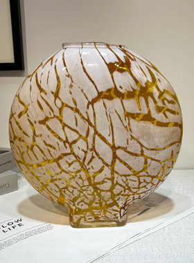 现代中古风手工琉璃花瓶餐桌创意摆件器博古架插花样板间高级装饰