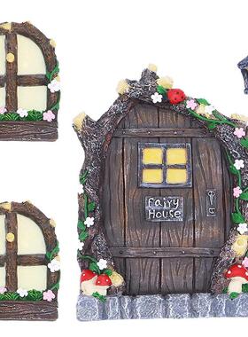 户外迷你花园装饰精灵门和窗户树木装饰屋花园草坪装饰仙女屋